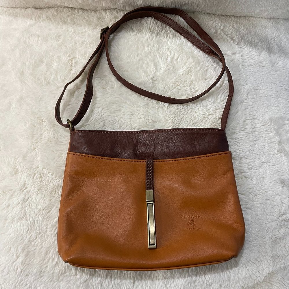 Zagara Brown Leather Crossbody Made in Italy